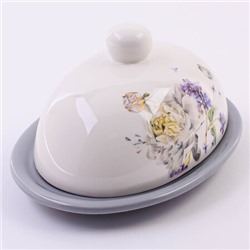 60214 Масленка с крышкой 2пр Букет фантазий доломит LR (х24)