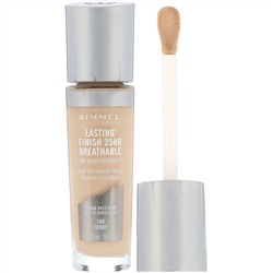 Rimmel London, Стойкая тональная основа Lasting Finish 25HR Breathable, оттенок 100 слоновая кость, 30 мл
