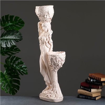 Фигура с кашпо «Девушка», 1.2 л, 900 мл, 20×29×96 см, гипс, бежевая