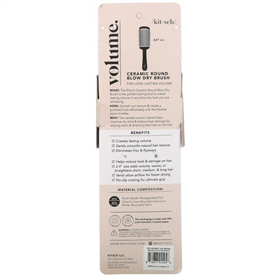 Kitsch, Volume, Ceramic Round Blow Dry Brush, Black, 1 Brush