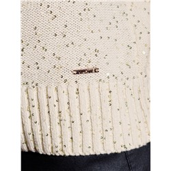 Джемпер с V вырезом и коротким рукавом из хлопковой пряжи с пайетками