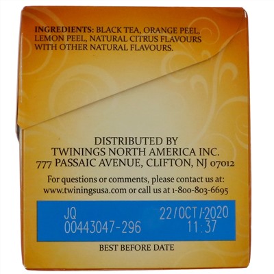 Twinings, черный чай Lady Grey, 20 чайных пакетиков, 40 г (1,41 унции)