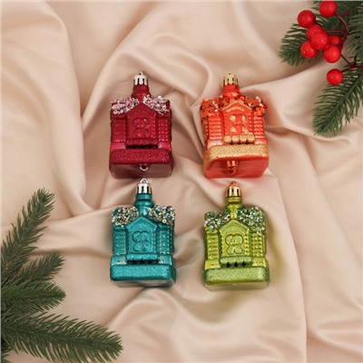 Ёлочные игрушки 4 шт. «Сказочный домик» 8×4.5 см, МИКС