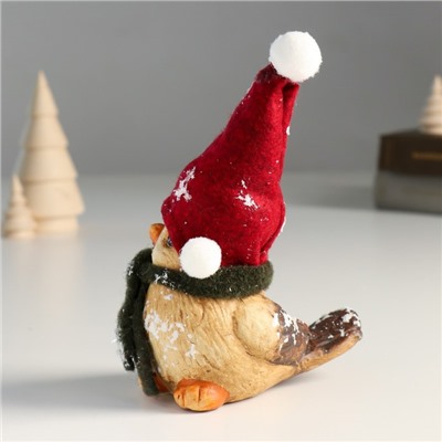 Фигурка керамика «Воробышек в шапке-колпаке и шарфике», 11×6.5×10 см