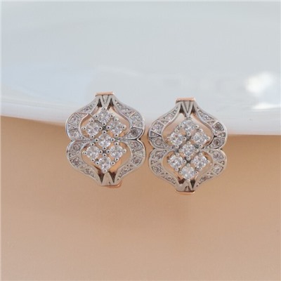 Серьги ювелирная бижутерия коллекция "Дубай", покрытие позолота, вставка: фианиты, цвет: прозрачный, арт.213.548