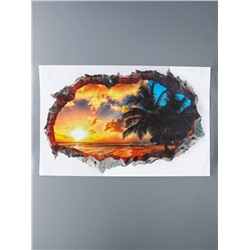 Интерьерная наклейка 3D на стену TAKE IT EASY «Закат на пляже», 90×60 см, декоративная, влагостойкая, ПВХ