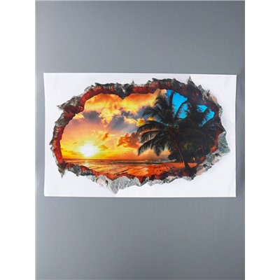 Интерьерная наклейка 3D на стену TAKE IT EASY «Закат на пляже», 90×60 см, декоративная, влагостойкая, ПВХ