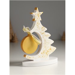 Фигура «Ёлочка с шаром», 20×7.5×14.5 см, белый с золотом