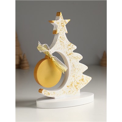 Фигура «Ёлочка с шаром», 20×7.5×14.5 см, белый с золотом