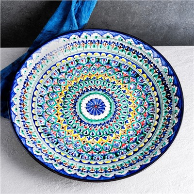Ляган узбекский Риштанская керамика «Узоры», для плова, d=42 см, синий МИКС