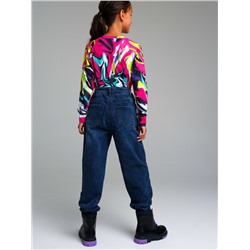 Брюки текстильные джинсовые утепленные флисом для девочек