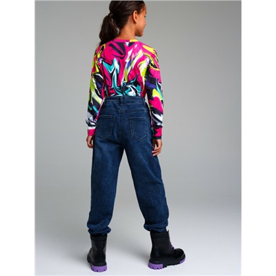 Брюки текстильные джинсовые утепленные флисом для девочек