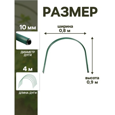 Дуги для парника, металл в кембрике 2 м, d=10 мм, набор 6 шт., Greengo