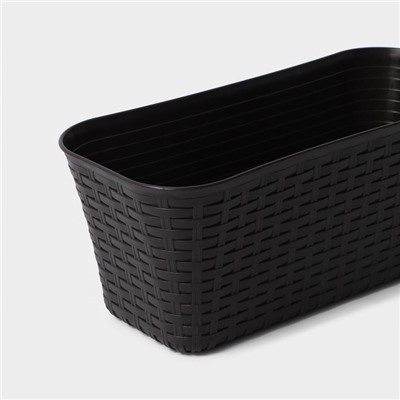 Ящик для цветов балконный «Ротанг», 7.5 л, 38.5×18×16 см, пластик, коричневый