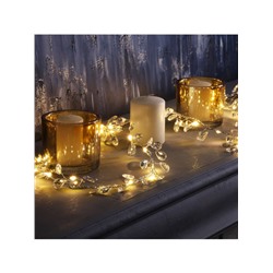 Гирлянда «Мишура» 1.2 м роса с насадками «Кристаллы», IP20, серебристая нить, 20 LED, батарейки CR2032×2 (в комплекте), свечение тёплое белое