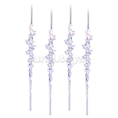 Набор новогодних украшений "Перламутровые сосульки" (4шт х 15см)