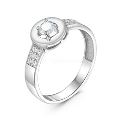 Кольцо из серебра с нат. sky топазом и фианитами родированное 925 пробы К-3906рс402