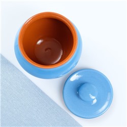 Горшочек для запекания с крышкой Вятская керамика, 600 мл, голубой