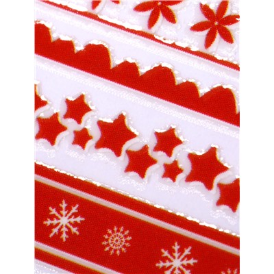 Наклейки для ногтей «Зимние узоры», красные, зелёные