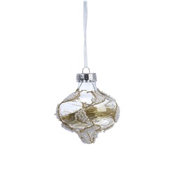 Ёлочные шары новогодние «Мелвин», набор 6 шт., d=8 см, прозрачный/бело-золотой