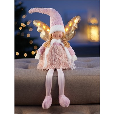 Фигура текстиль «Кукла в розовом» 70 см, 6 LED, от батареек AG10×3, свечение тёплое белое