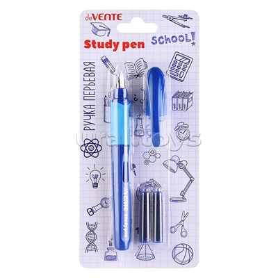 Ручка перьевая "School. StydyPen" перо тонкое F (Fine) в комплекте с 3-мя баллончиками 0,8 мл