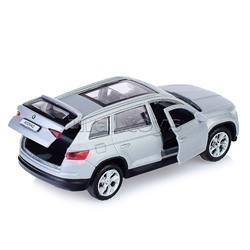 Машина металл Skoda Kodiaq матовый 12 см, двери, багаж, инер, серый