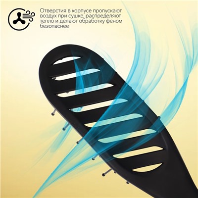 Расчёска массажная, вентилируемая, 4×24 (±1) см, чёрная