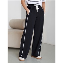 Прямые брюки с лампасами из эластичного футера двухнитки без начеса