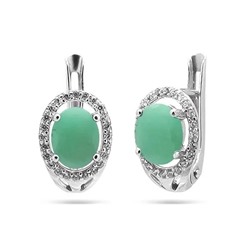 Серьги из серебра изумруд, SL-RIC7