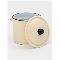 Ведро эмалированное, 10 л, без декора, с крышкой и ручкой, слоновое