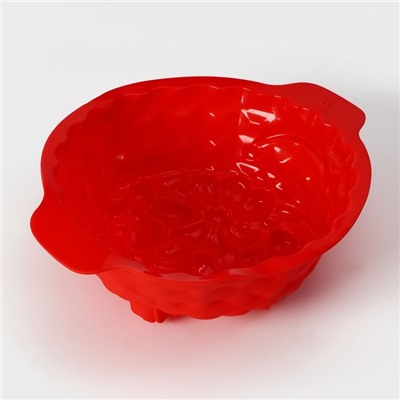 Форма для выпечки Доляна «Корзина», силикон, 26×22.5×9 см, красная