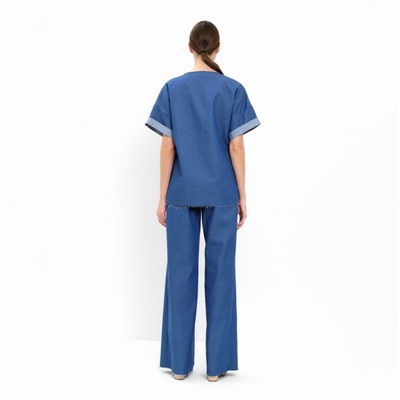 Футболка женская оверсайз MINAKU: Jeans Collection, цвет электрик, размер 46