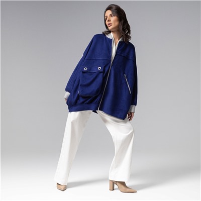 Бомбер из мягкой замши, Стильное вложение (oversize, S-M)