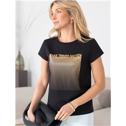 Нарядная футболка с блестящим принтом