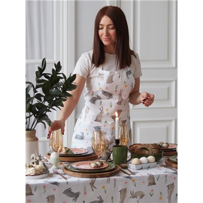 Скатерть пасхальная «Доляна» Fluffy bunnies, 110×144 см, 100% хлопок, 164 г/м²