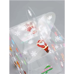Коробка подарочная новогодняя складная ПВХ «Веселый Дед Мороз» 12×12×15 см