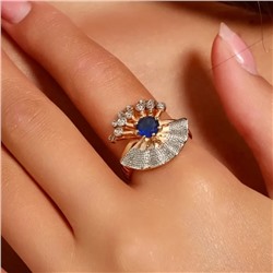 Кольцо 19 р ювелирная бижутерия коллекция "Дубай", вставка: фианиты, цвет: прозрачный и синий, арт.313.382-19