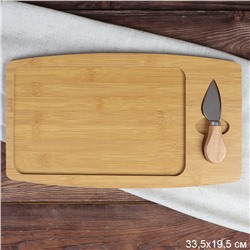 Доска разделочная и нож для сыра 20х33 см АКЦИЯ / WE-507 /уп 48/ дерево