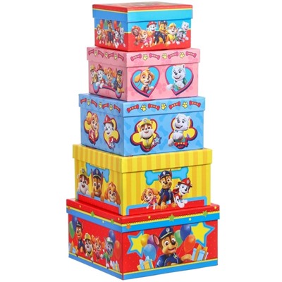 Набор коробок 5 в 1 «Пёсики», 14×14×8.5 - 22×22×12.5 см