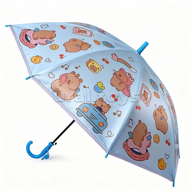 Зонт детский "Милая капибара" (цвет синий) (48,5см.)