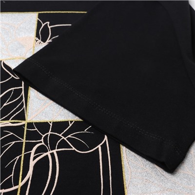 Футболка женская, чёрная, размер ONE SIZE (42-46)