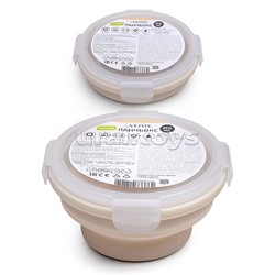 Ланчбокс складной герметичный круглый, 350 мл, диаметр 12 см, высота 6,5 см, в сложенном виде высота 3 см, силиконовый, с пластиковой крышкой, с отверстием вентиляции и силиконовой заглушкой, бежевый