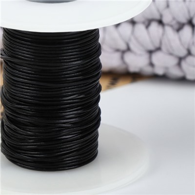 Нить для плетения, натуральная кожа, d=1 мм, 10±0.5 м, чёрная