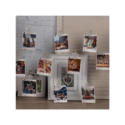 Гирлянда «Нить» 4.5 м с насадками «Прищепки-ёлочки», IP20, прозрачная нить, 20 LED, свечение белое, 220 В