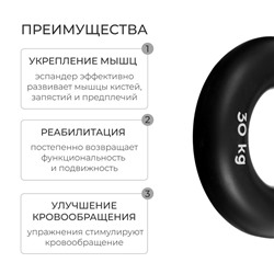 Эспандер кистевой ONLYTOP, 30 кг, цвет чёрный