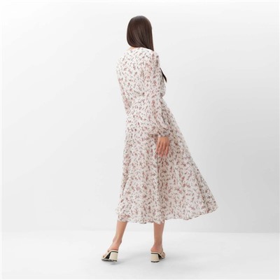 Платье с поясом миди женское MIST, размер 44, белое