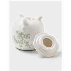 Сахарница WY Bloomware, 300 мл, 12×9 см, фарфор, зелёная, белая