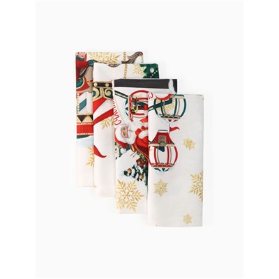 Набор салфеток сервировочных «Этель. Новогодняя ярмарка», 4 шт., белые, 40×40 см