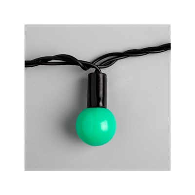 Гирлянда «Нить» 10 м с насадками «Шарики 2.5 см», IP44, тёмная нить, 100 LED, свечение зелёное, 8 режимов, 220 В